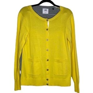 CAbi Belle Yellow Lace Button Up Cardigan 3010 Sz M